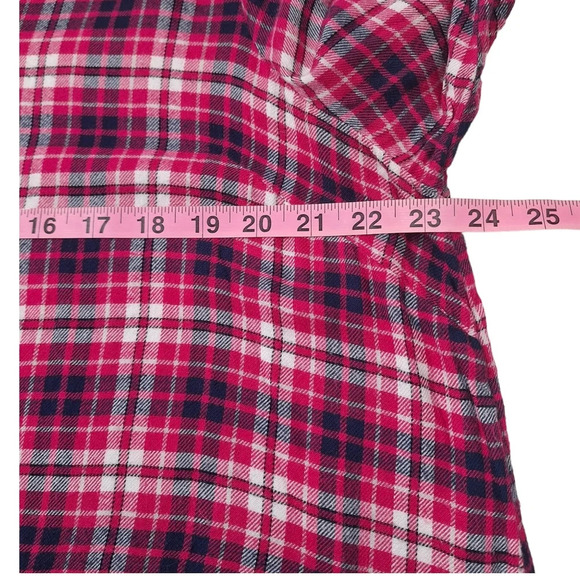 Lane Bryant Plaid Flannel Sz 18 Roll Tab Sleeves High Low Ruffle Hem Popover Top - Picture 13 of 16
